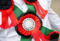 Greensleeves Morris Men dancing on Wimbledon Common, London.