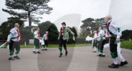 Greensleeves Morris Men dancing on Wimbledon Common, London.