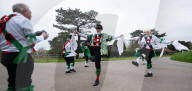 Greensleeves Morris Men dancing on Wimbledon Common, London.