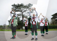 Greensleeves Morris Men dancing on Wimbledon Common, London.