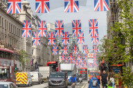 Coronation flags in Regent Street London, UK.