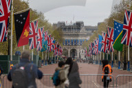 Coronation build up on The Mall London, UK