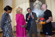 The Prime Minister's wife watches boxing training