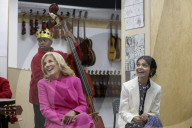 Jill Biden and Akshata Murthy at Charles Dickens Primary School