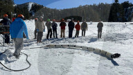 US space agency NASA shows off robot snake for exploring alien worlds.                             