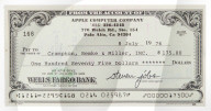 Steve Jobs signed Apple company cheque in founding year sells for almost $107.000 USD.                                       