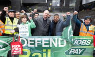 RMT Picket line outside of Euston Station, London