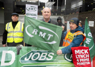 RMT Picket line outside of Euston Station, London