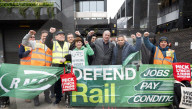 RMT Picket line outside of Euston Station, London