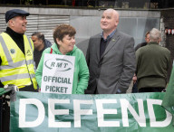 RMT Picket line outside of Euston Station, London