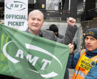 RMT Picket line outside of Euston Station, London