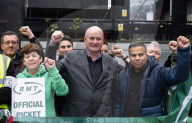 RMT Picket line outside of Euston Station, London