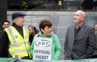 RMT Picket line outside of Euston Station, London