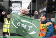 RMT Picket line outside of Euston Station, London