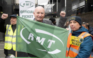 RMT Picket line outside of Euston Station, London