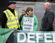RMT Picket line outside of Euston Station, London