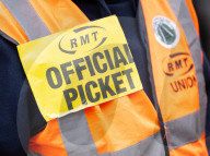 RMT Picket line outside of Euston Station, London