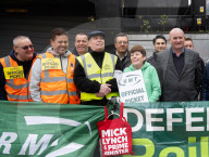 RMT Picket line outside of Euston Station, London
