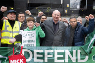 RMT Picket line outside of Euston Station, London