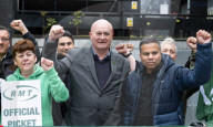 RMT Picket line outside of Euston Station, London