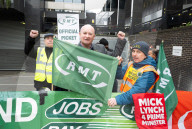 RMT Picket line outside of Euston Station, London