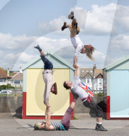 Melbourne acrobats launch The Brighton Fringe 2023 at an event in Hove, East Sussex, UK.