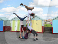 Melbourne acrobats launch The Brighton Fringe 2023 at an event in Hove, East Sussex, UK.