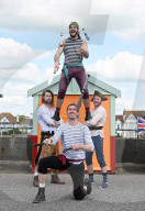Melbourne acrobats launch The Brighton Fringe 2023 at an event in Hove, East Sussex, UK.