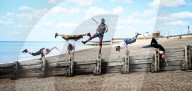 Melbourne acrobats launch The Brighton Fringe 2023 at an event in Hove, East Sussex, UK.