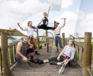 Melbourne acrobats launch The Brighton Fringe 2023 at an event in Hove, East Sussex, UK.