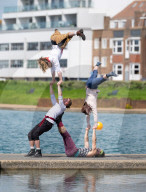 Melbourne acrobats launch The Brighton Fringe 2023 at an event in Hove, East Sussex, UK.