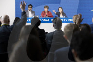 Jeremy Hunt UK Chancellor of the Exchequer  holds a press conference with Managing Director at IMF