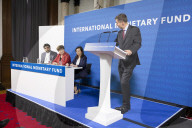 Jeremy Hunt UK Chancellor of the Exchequer  holds a bilateral meeting with Managing Director at IMF