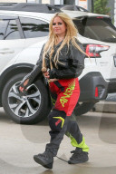 EXKLUSIV - Avril Lavigne stops to refuel her truck 