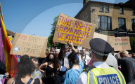Drag Queen Storytime protest outside the Honor Oak Pub, Forest Hill, London, Great Britain 
27th May 2023
