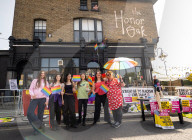 Drag Queen Storytime protest outside the Honor Oak Pub, Forest Hill, London, Great Britain 
27th May 2023