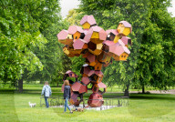 Web(s) of Life exhibition by Argentinian artist Tomas Saraceno at the Serpentine Gallery South, Hyde Park, London, UK.
