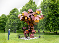 Web(s) of Life exhibition by Argentinian artist Tomas Saraceno at the Serpentine Gallery South, Hyde Park, London, UK.