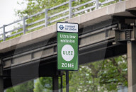 Ultra Low Emission Zone signs in the Chiswick area, London, UK.