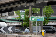 Ultra Low Emission Zone signs in the Chiswick area, London, UK.