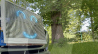 Driver disguised as car seat to for autonomous vehices study.                            