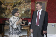 Jeremy Hunt UK Chancellor of the Exchequer meets Indonesia's Sri Mulyani Indrawati