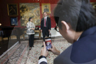 Jeremy Hunt UK Chancellor of the Exchequer meets Indonesia's Sri Mulyani Indrawati