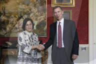 Jeremy Hunt UK Chancellor of the Exchequer meets Indonesia's Sri Mulyani Indrawati