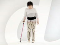 Rubber exoskeleton to help elderly and rehab patients to walk                     