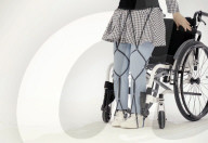 Rubber exoskeleton to help elderly and rehab patients to walk                     