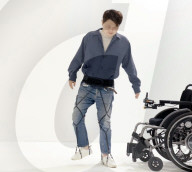 Rubber exoskeleton to help elderly and rehab patients to walk                     