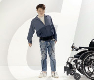 Rubber exoskeleton to help elderly and rehab patients to walk                     