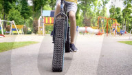 Engineer builds and ride bicyle with no wheels.               