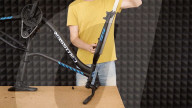 Engineer builds and ride bicyle with no wheels.               